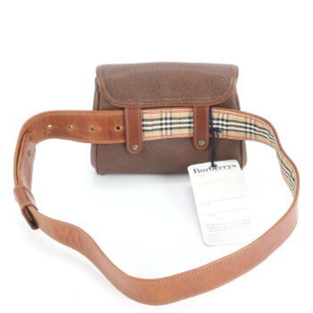 Burberry Nova Check Leather Waist Bag Pouch Shoulder Brown - Picture 3 of 9